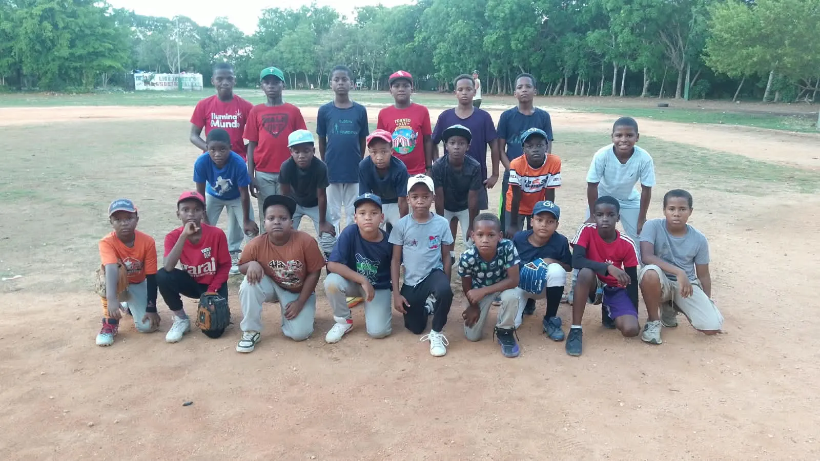 Time da liga de beisebol no campo